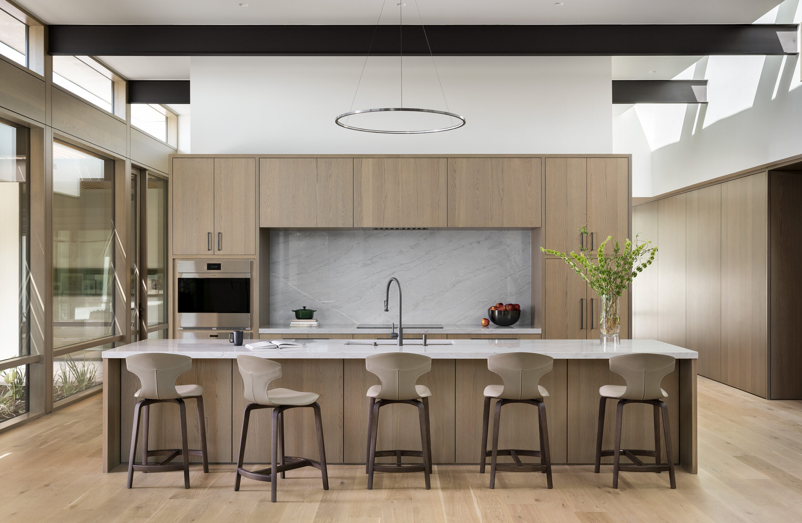 Completed custom kitchen cabinetry with large island